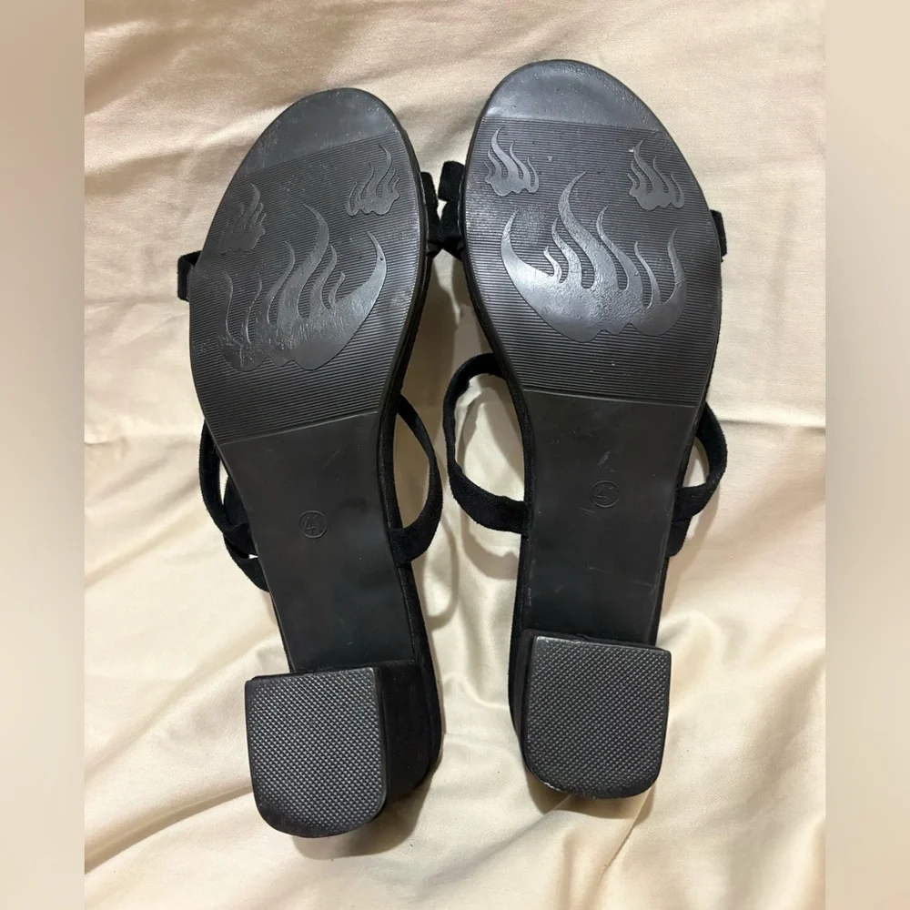 Black Strappy Block Heel Sandals